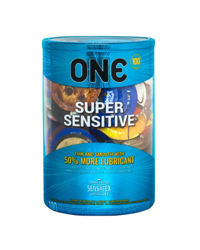 Набір презервативів ONE Super Sensitive 100 шт, мегапак тюб - Фото №1
