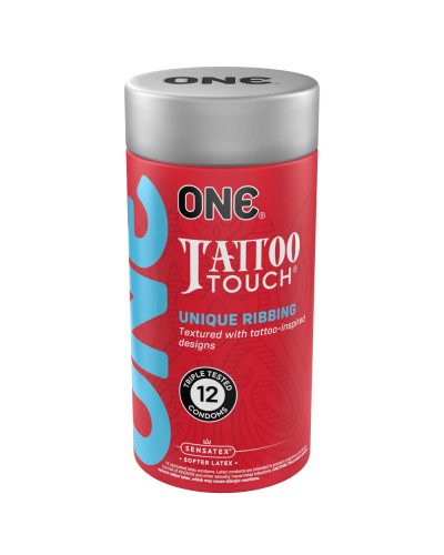 Презервативи ONE Tattoo Touch 12 шт, подарункова упаковка тюб - Фото №1