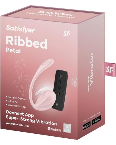 Виброяйцо Satisfyer Ribbed Petal Connect App Rose - Фото №7