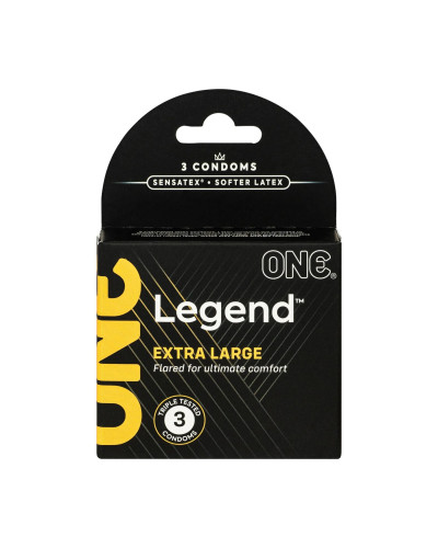 Презервативи ONE Legend Extra Large 3 шт, картонна коробка (м'ята упаковка!!!) - Фото №1
