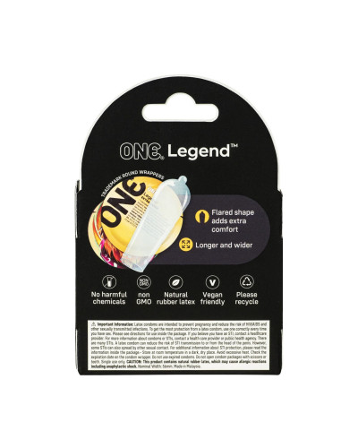 Презервативи ONE Legend Extra Large 3 шт, картонна коробка (м'ята упаковка!!!) - Фото №3