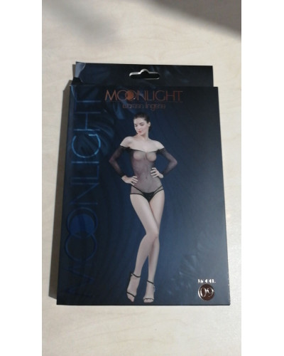 Сетчатое боди со стразами Moonlight Model 09 XS-L Black (мятая упаковка!!!) - Фото №2