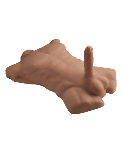 Торс с фаллоимитатором на присоске SilexD Apollo L Male Torso Caramel - Фото №1