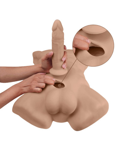 Торс с фаллоимитатором на присоске SilexD Apollo L Male Torso Caramel - Фото №4