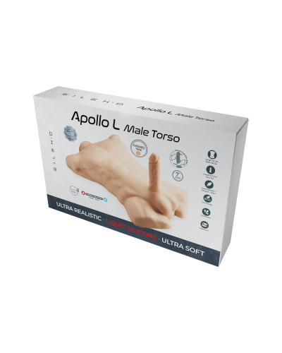 Торс с фаллоимитатором на присоске SilexD Apollo L Male Torso Caramel - Фото №7