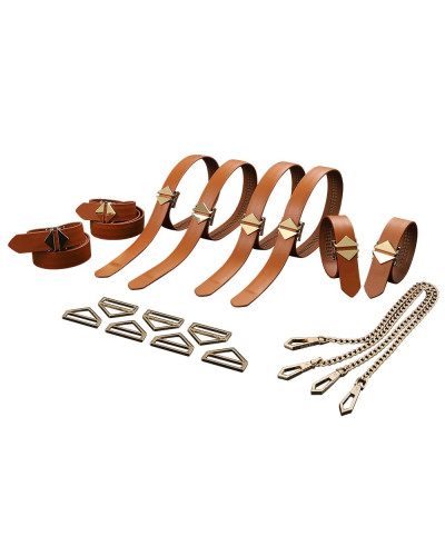 Набор из 8 ремней для связывания LOCKINK 8-Bondage-Straps Restraint Set - Brown - Фото №1