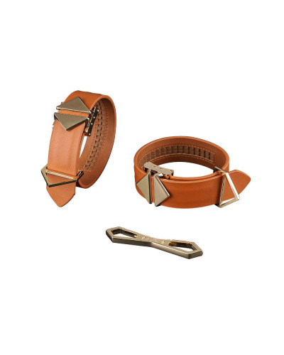 Наручники LOCKINK Wristcuffs/Anklecuffs Brown Set - Фото №2