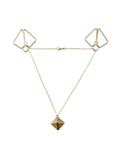 Затискачі для сосків з важкою підвіскою LOCKINK Nipple Clamps with Heavy Pendant - Golden - Фото №1