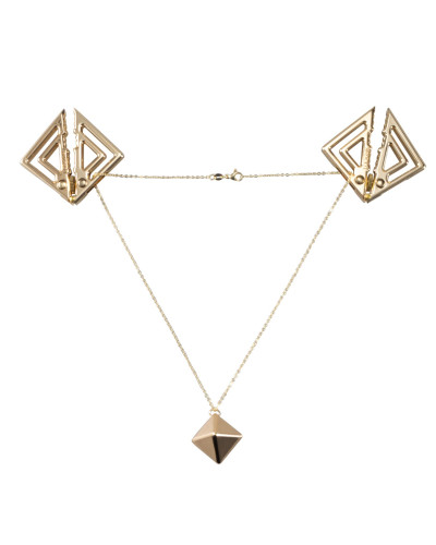 Затискачі для сосків з важкою підвіскою LOCKINK Adjustable Nipple Clamps with Heavy Pendant - Golden - Фото №1