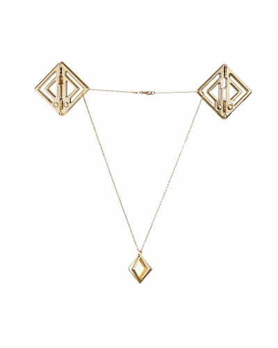 Затискачі для сосків з легкої підвіскою LOCKINK Adjustable Nipple Clamps with Light Pendant - Golden - Фото №1