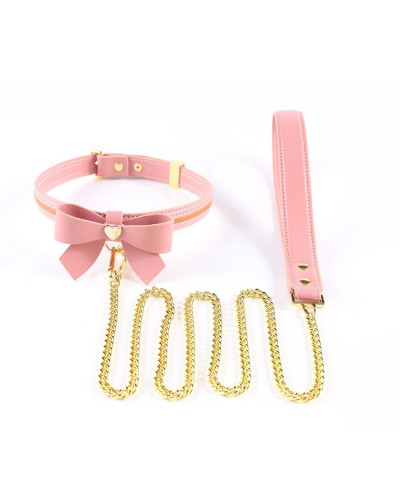 Поводок LOCKINK SEVANDA Love Heart Butterfly Leather Collar Set - Pink - Фото №1