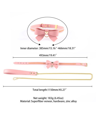 Поводок LOCKINK SEVANDA Love Heart Butterfly Leather Collar Set - Pink - Фото №6