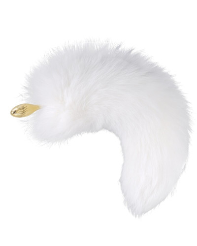 Металева анальна пробка Лисячий хвіст LOCKINK SEVANDA White Fox-Tail Anal Pear-shape Plug - Фото №1