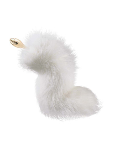 Металева анальна пробка Лисячий хвіст LOCKINK SEVANDA White Fox-Tail Anal Rose-shape Plug - Фото №1