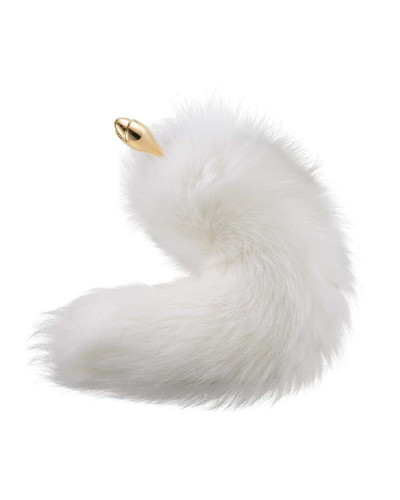 Металева анальна пробка Лисячий хвіст LOCKINK SEVANDA White Fox-Tail Anal Rose-shape Plug - Фото №3