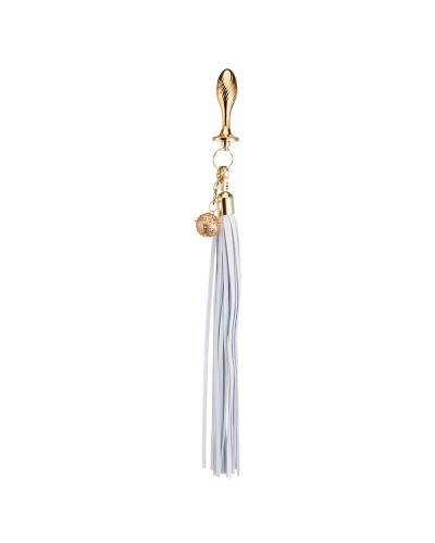 Металева анальна пробка Хвіст поні LOCKINK SEVANDA White Pony-Tail Anal Pear-shape Plug - Фото №2