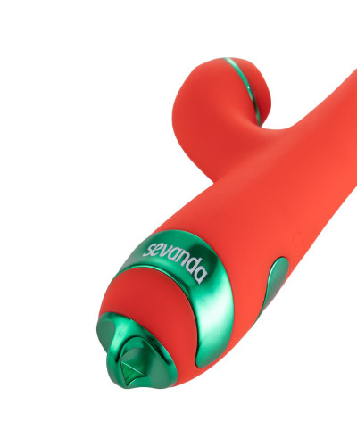 Вібратор-кролик з флогером LOCKINK SEVANDA Whip Vibrating Massage Wand - Red & Green - Фото №2