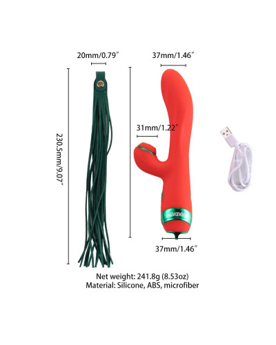 Вібратор-кролик з флогером LOCKINK SEVANDA Whip Vibrating Massage Wand - Red & Green - Фото №8