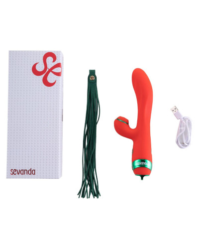 Вібратор-кролик з флогером LOCKINK SEVANDA Whip Vibrating Massage Wand - Red & Green - Фото №9