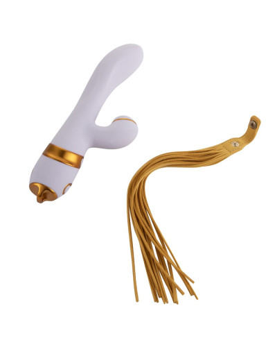 Вібратор-кролик з флогером LOCKINK SEVANDA Whip Vibrating Massage Wand - White & Golden - Фото №6