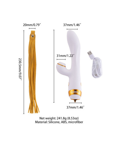 Вібратор-кролик з флогером LOCKINK SEVANDA Whip Vibrating Massage Wand - White & Golden - Фото №7