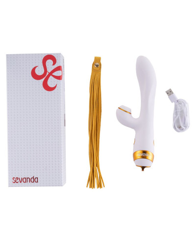 Вібратор-кролик з флогером LOCKINK SEVANDA Whip Vibrating Massage Wand - White & Golden - Фото №8