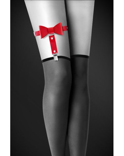 Гартер на ногу Bijoux Pour Toi - WITH BOW Red, сексуальна підв'язка з бантиком, екошкіра - Фото №1