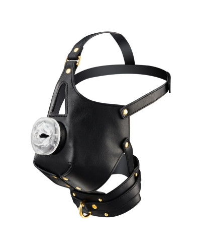 Маска-збруя для орального сексу з повідцем LOCKINK SEVANDA Blowjob Head Muzzle with Leash - Фото №2