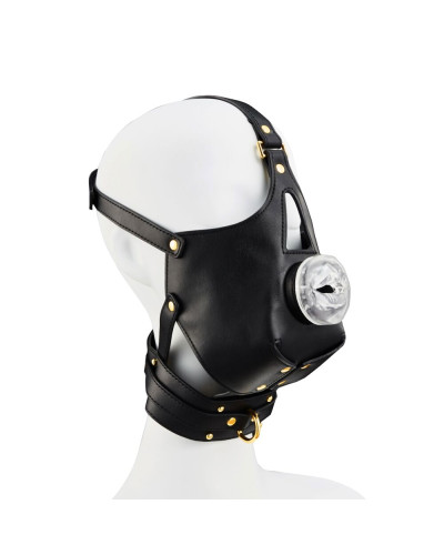 Маска-збруя для орального сексу з повідцем LOCKINK SEVANDA Blowjob Head Muzzle with Leash - Фото №3