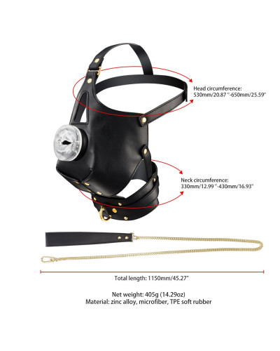Маска-збруя для орального сексу з повідцем LOCKINK SEVANDA Blowjob Head Muzzle with Leash - Фото №10
