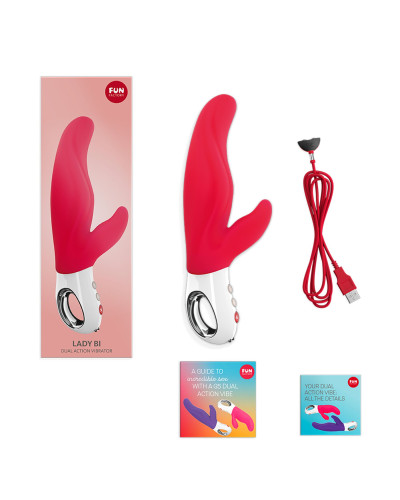 Вибратор-кролик для точки А Fun Factory LADY BI india red, 2 мотора, 12 режимов - Фото №3