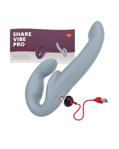 Безремневой страпон с вибрацией Fun Factory SHARE VIBE PRO cool grey, регулируемый - Фото №5