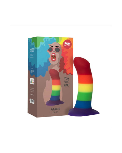 Фалоімітатор Fun Factory AMOR, райдужний, довжина 14,6 см, діаметр 3,7 см, вигнутий - Фото №4