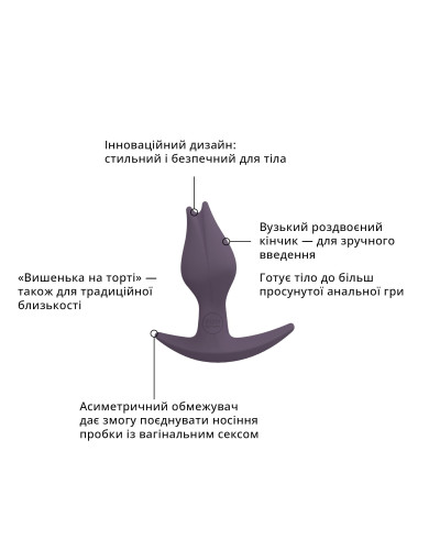 Анальна пробка Fun Factory BOOTIE FEM, фіолетова, у вигляді бутона, діаметр 2,9 см, тонкий обмежувач - Фото №3
