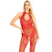 Бодістокінг Leg Avenue Rhinestone Lace and Net Bodystocking Red One Size - Фото №1