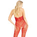 Бодістокінг Leg Avenue Rhinestone Lace and Net Bodystocking Red One Size - Фото №3