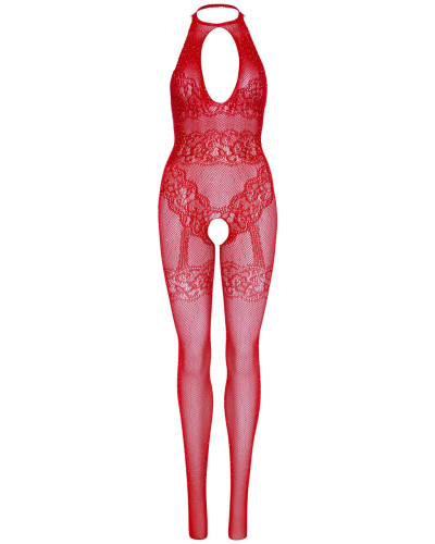 Бодістокінг Leg Avenue Rhinestone Lace and Net Bodystocking Red One Size - Фото №4