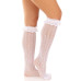 Шкарпетки ажурні з рюшами Leg Avenue Sweetheart Ruffle Cuff Knee Highs White, високі - Фото №1