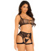 Комплект Leg Avenue Top and garter harness Black One Size - Фото №1