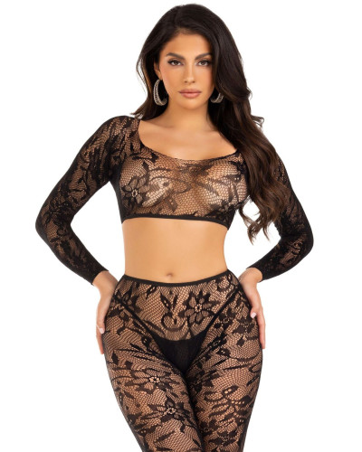 Комплект Leg Avenue Crop top & footless tights Black One Size - Фото №3