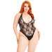 Боди Leg Avenue Floral lace deep-V teddy Black 1X/2X - Фото №1