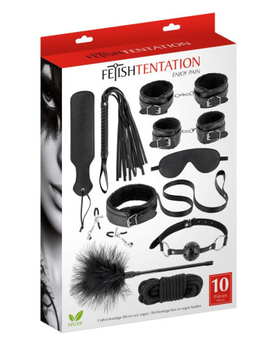 Набор для BDSM Fetish Tentation SM Bondage Box in vegan leather 10pcs - Фото №5