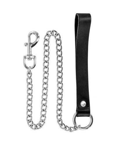 Поводок Fetish Tentation Premium Metal leash with cowhide leather wrist 72 см - Фото №1