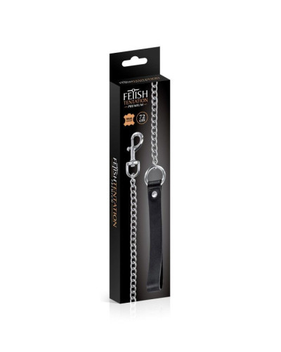 Поводок Fetish Tentation Premium Metal leash with cowhide leather wrist 72 см - Фото №2