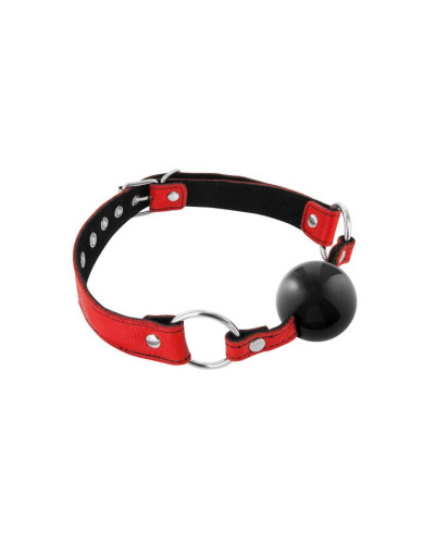 Кляп Fetish Tentation Premium Leather gag with silicone ball Red - Фото №1