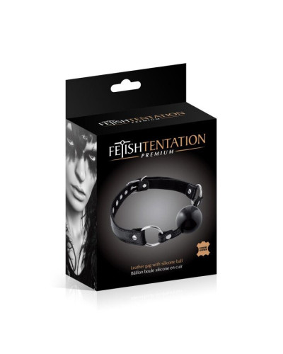 Кляп Fetish Tentation Premium Leather gag with silicone ball Black - Фото №2