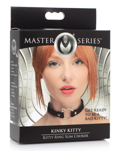 Чокер Master Series Kinky Kitty Ring Slim Choker - Black - Фото №4