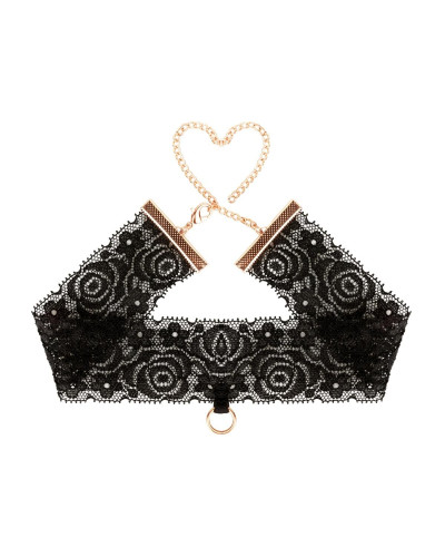 Кружевные наручники и воротник Rosy Gold - Lace Cuffs and Collar - Black - Фото №5