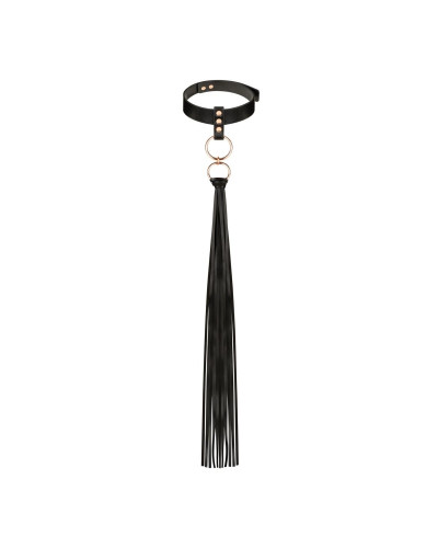 Ошейник с флоггером Rosy Gold - Collar with Flogger - Black - Фото №1