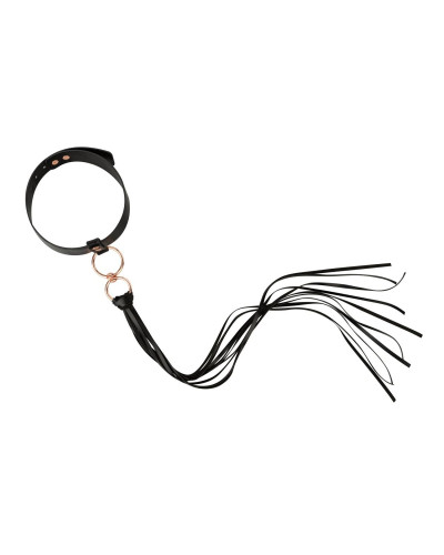 Ошейник с флоггером Rosy Gold - Collar with Flogger - Black - Фото №3